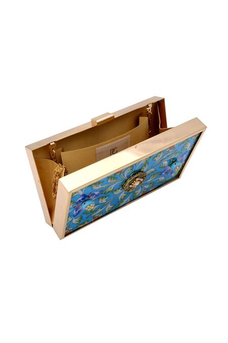Buy_Puneet Gupta_Blue Abstract Floral Print Clutch_Online_at_Aza_Fashions