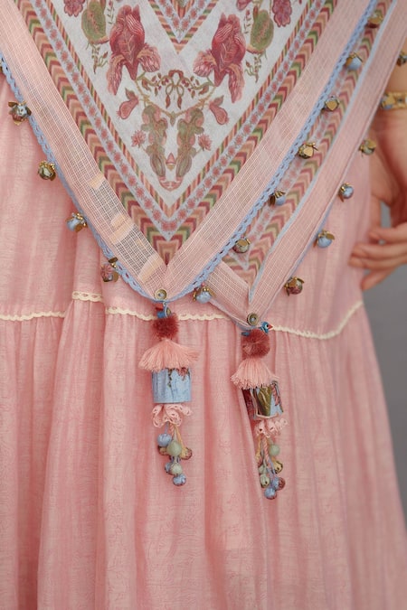 Buy_Torani_Blue Tassels Samsara Hiral Scarf _Online_at_Aza_Fashions