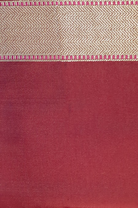 Priyanka Raajiv_Maroon Silk Tissue Stripe Pattern Charu Banarasi Brocade Saree_Online_at_Aza_Fashions
