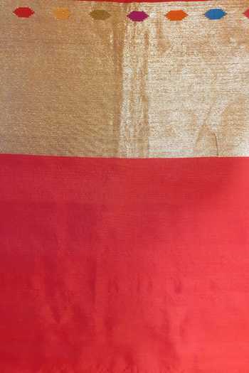 Shop_Priyanka Raajiv_Red Silk, Banarasi Kadua Paisley Jodha Woven Saree_Online_at_Aza_Fashions