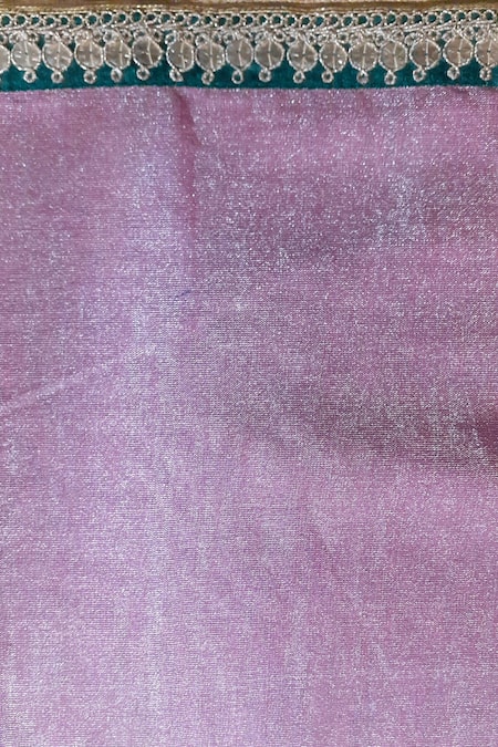 Priyanka Raajiv Pink Chanderi Silk Zardozi Lace Border Durga Embroidered Saree at Aza Fashions Priyanka Raajiv_Pink Chanderi Silk Zardozi Lace Border Durga Embroidered Saree _at_Aza_Fashions