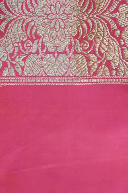 Priyanka Raajiv_Pink Banarasi Silk Vintage Gold Floral Jaal And Multi Color Bhairavi Saree _at_Aza_Fashions