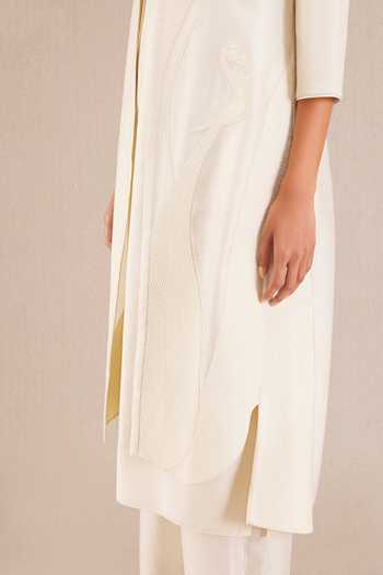 Shop_Ampm_Ivory Chanderi Embroidery Open Neck Jacket And Palazzo Set _Online_at_Aza_Fashions