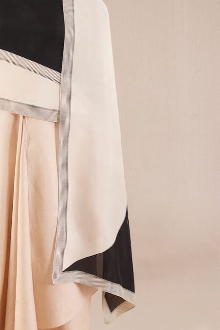 AMPM_Black Amelia Color Block Scarf _Online_at_Aza_Fashions