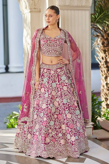 Osaa By Adarsh Purple Organza Zari, Embroidery Asymmetric Bridal Lehenga Set Online at Aza Fashions Osaa By Adarsh_Purple Organza Zari, Embroidery Asymmetric Bridal Lehenga Set _Online_at_Aza_Fashions