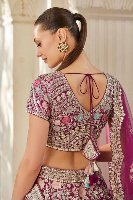 Osaa By Adarsh Purple Organza Zari, Embroidery Asymmetric Bridal Lehenga Set at Aza Fashions Osaa By Adarsh_Purple Organza Zari, Embroidery Asymmetric Bridal Lehenga Set _at_Aza_Fashions