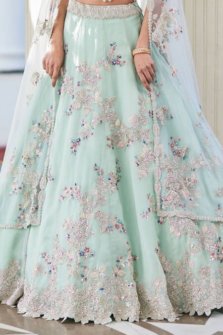 Osaa By Adarsh Blue Organza Zari, Embroidery Scoop Neck Pastel Lehenga Set Online at Aza Fashions Osaa By Adarsh_Blue Organza Zari, Embroidery Scoop Neck Pastel Lehenga Set _Online_at_Aza_Fashions
