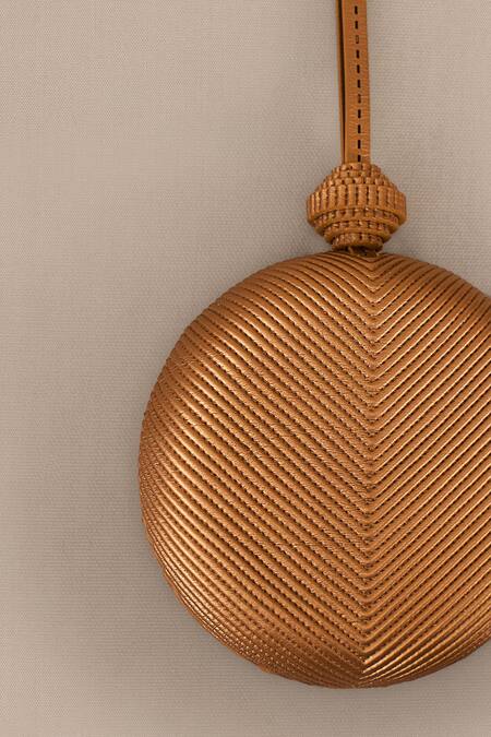 Buy_Ampm_Gold Embroidery Aiza Quilted Circular Shape Sling Bag _Online_at_Aza_Fashions