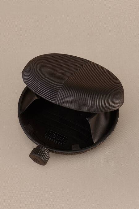 Ampm_Black Zayla Circular Shape Clutch_at_Aza_Fashions