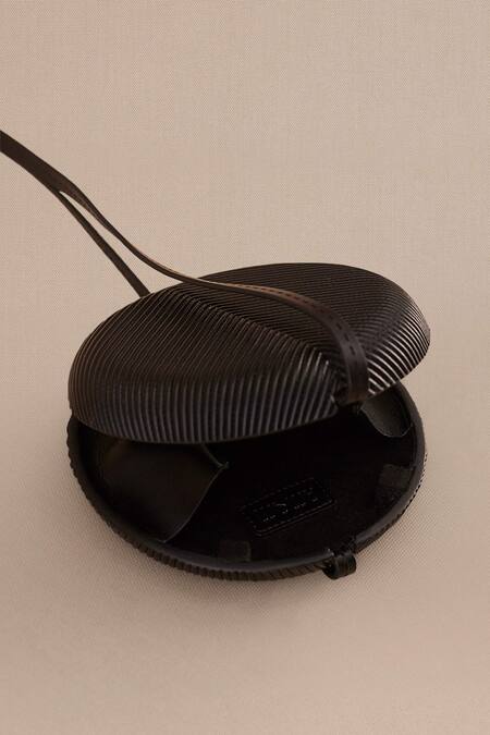 Shop_Ampm_Black Embroidery Aiza Circular Shape Sling Bag _Online_at_Aza_Fashions