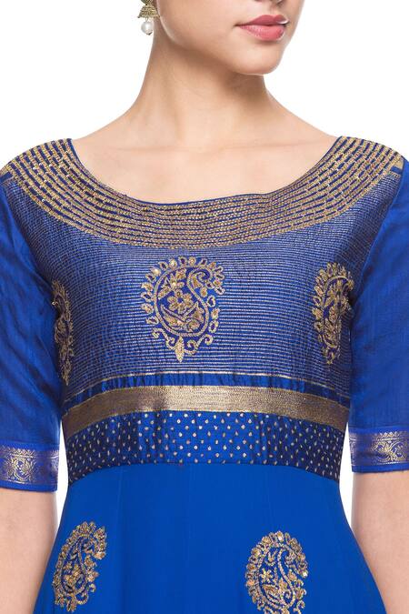 Latha Puttanna_Blue Embroidered Anarkali Set_at_Aza_Fashions