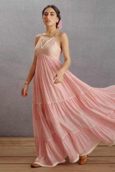 Torani_Pink , Thin Kaner Rabia Julaba Ghera Dress _Online_at_Aza_Fashions