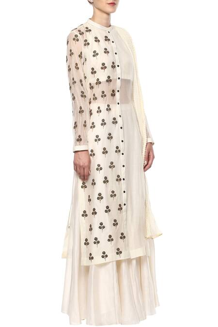 Buy Joy Mitra White Kurta And Sharara Set Online at Aza Fashions Buy_Joy Mitra_White Kurta And Sharara Set _Online_at_Aza_Fashions