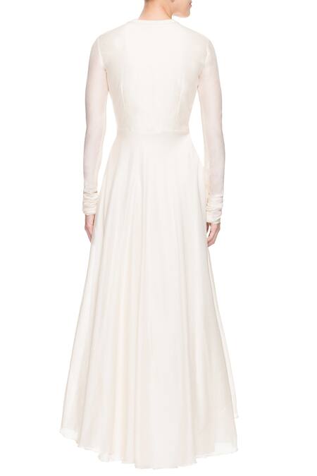 Shop_Swapan & Seema_White Multi-coloured Motif Embroidered Kurta_at_Aza_Fashions