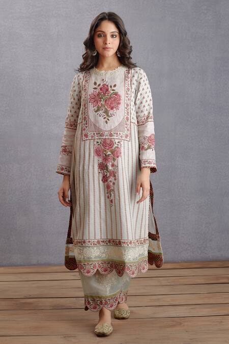 Torani_Green Linen, , Organza, Kota, Jaituni Samar Kurta Set _Online_at_Aza_Fashions