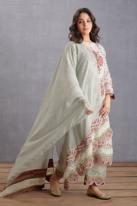 Buy_Torani_Green Linen, , Organza, Kota, Jaituni Samar Kurta Set _Online_at_Aza_Fashions