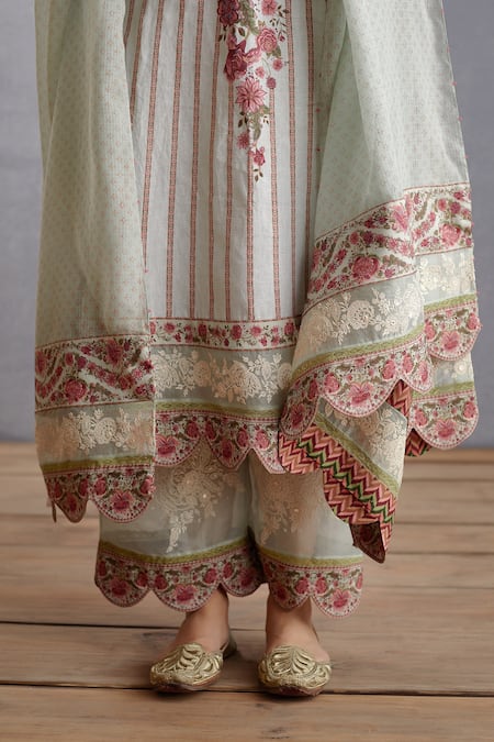 Torani_Green Linen, , Organza, Kota, Jaituni Samar Kurta Set _at_Aza_Fashions