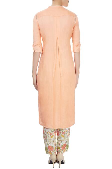 Shop Aiman White Chanderi Round Straight Kurta And Pant Set at Aza Fashions Shop_Aiman_White Chanderi Round Straight Kurta And Pant Set _at_Aza_Fashions