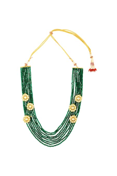 Just Shradhas Floral Motif Beaded Necklace 