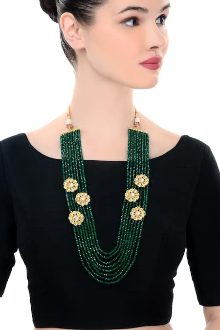 Just Shradhas Floral Motif Beaded Necklace 