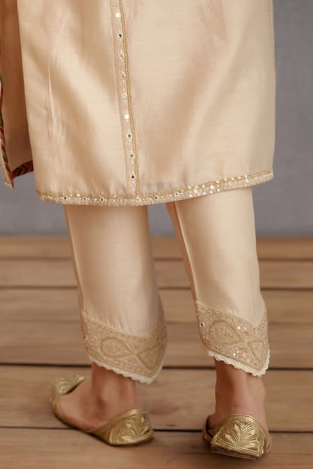 Torani_White Dori Work Round Mogra Ojal Kurta Set _at_Aza_Fashions