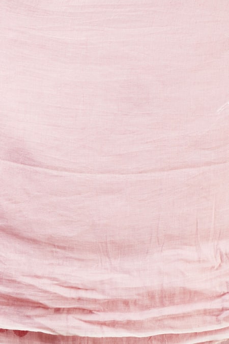 Shop_Galang Gabaan_Pink Cotton Linen Printed Saree  _Online_at_Aza_Fashions