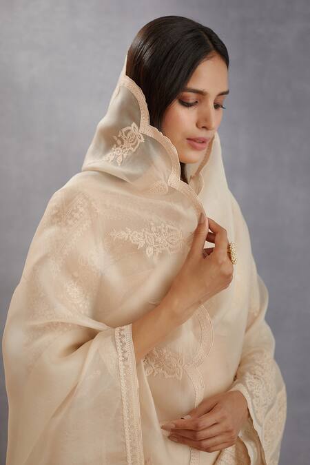 Torani_White Silk Organza Dori Work Mogra Geetika Saree _Online_at_Aza_Fashions