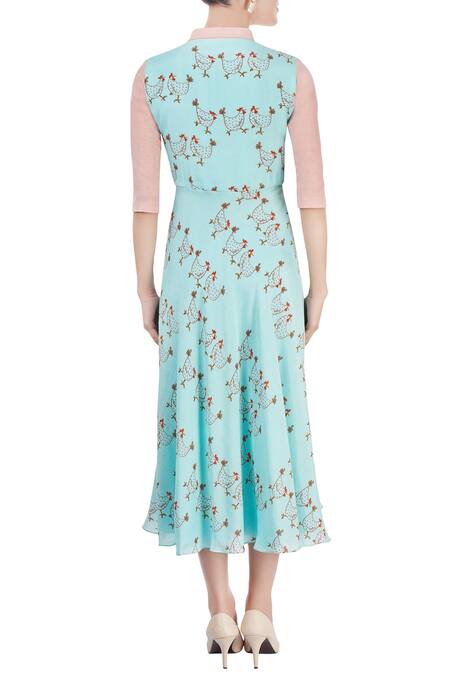 aqua blue midi dress