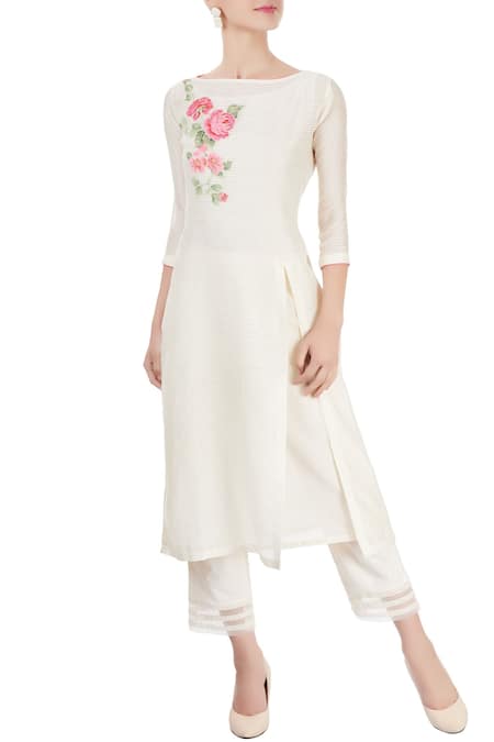 Rajat & Shraddha Ivory striped kurta with pants 