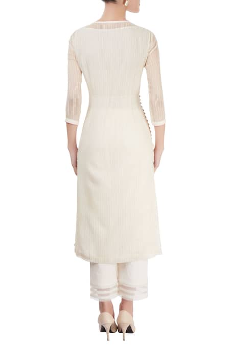 Rajat & Shraddha White striped kurta with pants 