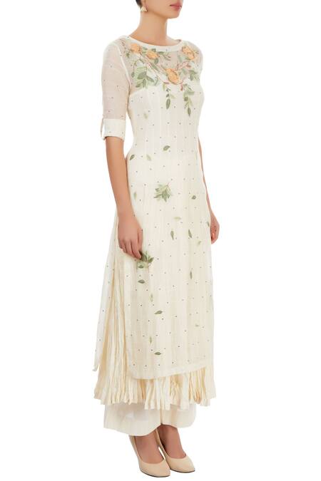 Prama By Pratima Pandey Cream White Kurta Set With Embroidery Online at Aza Fashions Prama By Pratima Pandey_Cream White Kurta Set With Embroidery _Online_at_Aza_Fashions