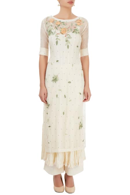 Shop Prama By Pratima Pandey Cream White Kurta Set With Embroidery Online at Aza Fashions Shop_Prama By Pratima Pandey_Cream White Kurta Set With Embroidery _Online_at_Aza_Fashions