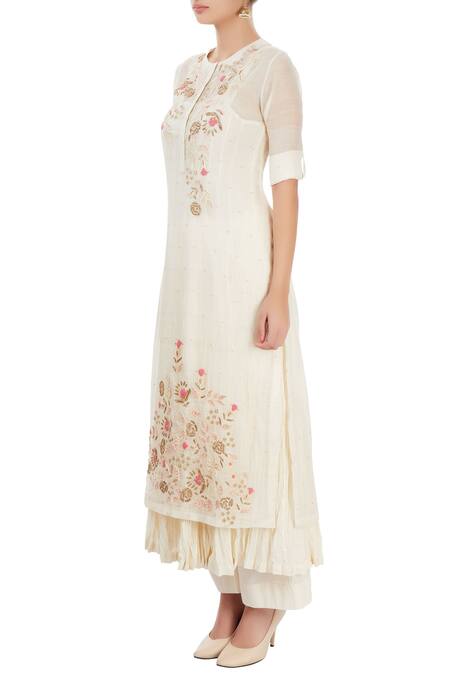 Buy Prama By Pratima Pandey White Kurta Set With Thread Embroidery Online at Aza Fashions Buy_Prama By Pratima Pandey_White Kurta Set With Thread Embroidery _Online_at_Aza_Fashions