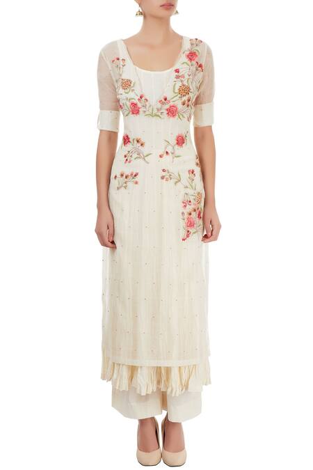 Shop Prama By Pratima Pandey White Kurta Set With Embroidery Online at Aza Fashions Shop_Prama By Pratima Pandey_White Kurta Set With Embroidery _Online_at_Aza_Fashions