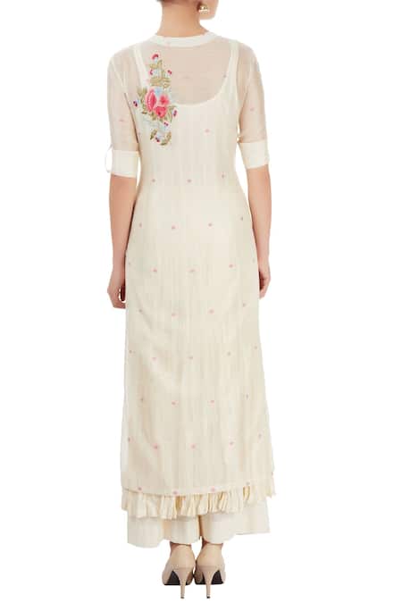 Shop Prama By Pratima Pandey White Palazzo Set With Thread Embroidery at Aza Fashions Shop_Prama By Pratima Pandey_White Palazzo Set With Thread Embroidery _at_Aza_Fashions