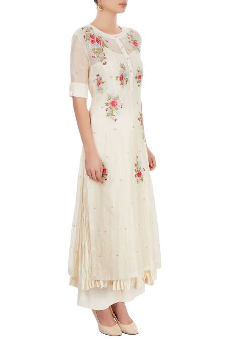 Prama By Pratima Pandey White Palazzo Set With Thread Embroidery Online at Aza Fashions Prama By Pratima Pandey_White Palazzo Set With Thread Embroidery _Online_at_Aza_Fashions