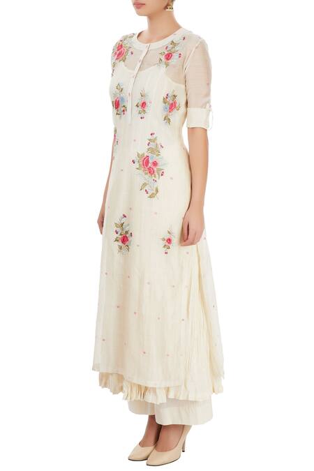 Buy Prama By Pratima Pandey White Palazzo Set With Thread Embroidery Online at Aza Fashions Buy_Prama By Pratima Pandey_White Palazzo Set With Thread Embroidery _Online_at_Aza_Fashions