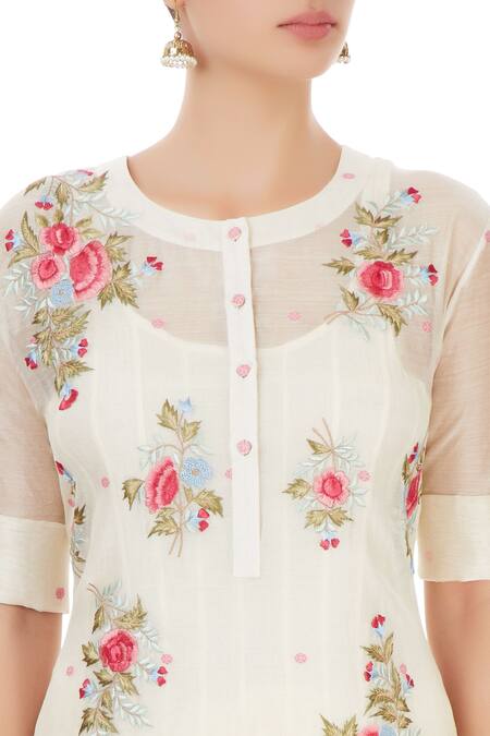 Prama By Pratima Pandey White Palazzo Set With Thread Embroidery at Aza Fashions Prama By Pratima Pandey_White Palazzo Set With Thread Embroidery _at_Aza_Fashions