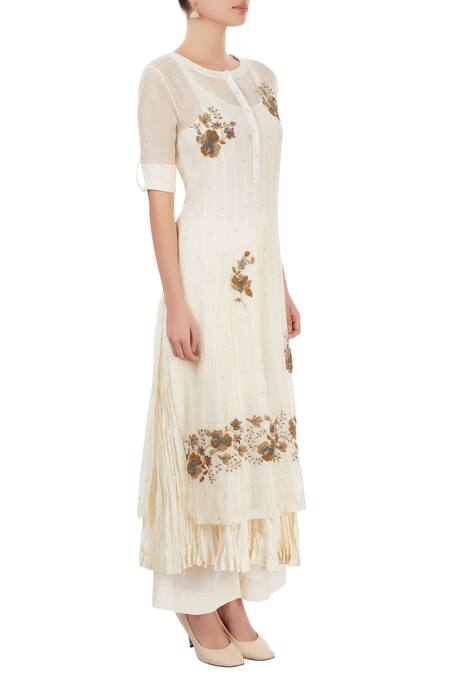 Prama By Pratima Pandey White Embellished Kurta Set Online at Aza Fashions Prama By Pratima Pandey_White Embellished Kurta Set _Online_at_Aza_Fashions