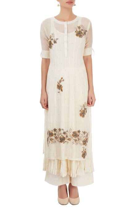 Shop Prama By Pratima Pandey White Embellished Kurta Set Online at Aza Fashions Shop_Prama By Pratima Pandey_White Embellished Kurta Set _Online_at_Aza_Fashions