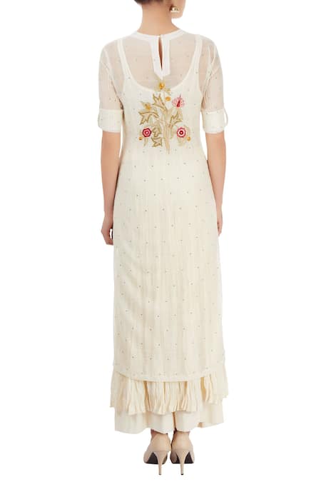 Shop Prama By Pratima Pandey White Thread Embroidered Kurta Set at Aza Fashions Shop_Prama By Pratima Pandey_White Thread Embroidered Kurta Set _at_Aza_Fashions