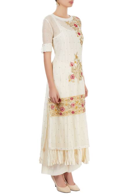 Prama By Pratima Pandey White Thread Embroidered Kurta Set Online at Aza Fashions Prama By Pratima Pandey_White Thread Embroidered Kurta Set _Online_at_Aza_Fashions