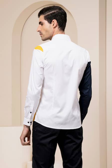 Shop Abkasa Multi Color Cotton Block Shirt at Aza Fashions Shop_Abkasa_Multi Color Cotton Block Shirt _at_Aza_Fashions