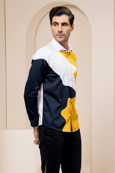 Abkasa Multi Color Cotton Block Shirt Online at Aza Fashions Abkasa_Multi Color Cotton Block Shirt _Online_at_Aza_Fashions