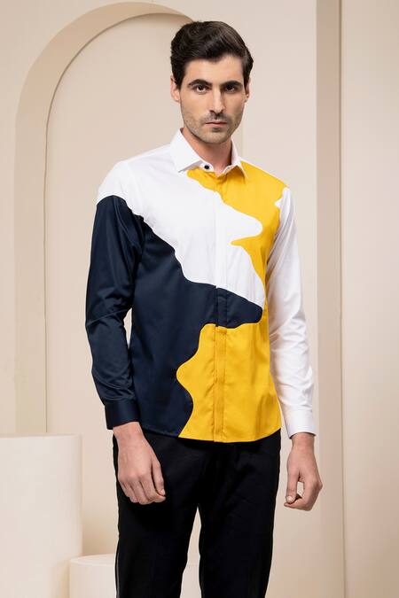 Shop Abkasa Multi Color Cotton Block Shirt Online at Aza Fashions Shop_Abkasa_Multi Color Cotton Block Shirt _Online_at_Aza_Fashions