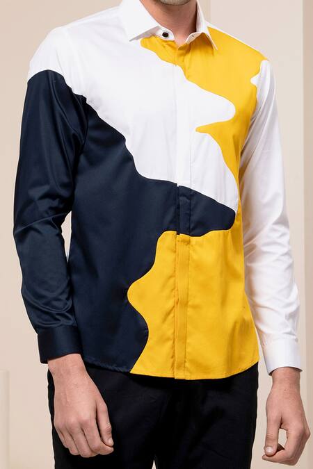 Abkasa Multi Color Cotton Block Shirt at Aza Fashions Abkasa_Multi Color Cotton Block Shirt _at_Aza_Fashions