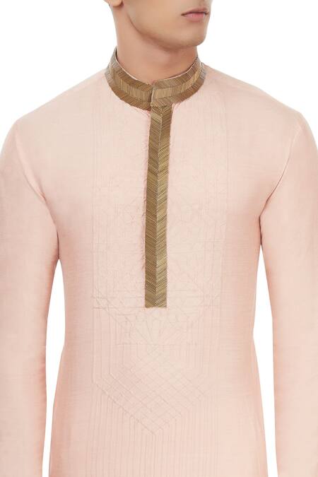 Unit By Rajat Suri_Pink Embroidered Kurta_at_Aza_Fashions