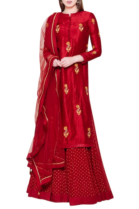 Shyam Narayan Prasad Silk Kurta Lehenga Set 