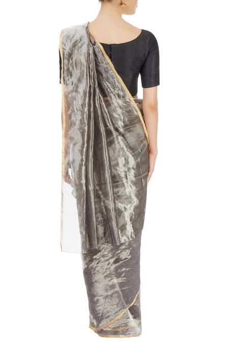 Buy_Akaaro_Silver Metallic Saree _Online_at_Aza_Fashions