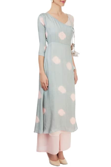 Buy_Itara_Blue Cotton Woven Angarkha And Palazzo Set_Online_at_Aza_Fashions